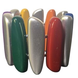 Colorful Stretch Bracelet with Silver Accents